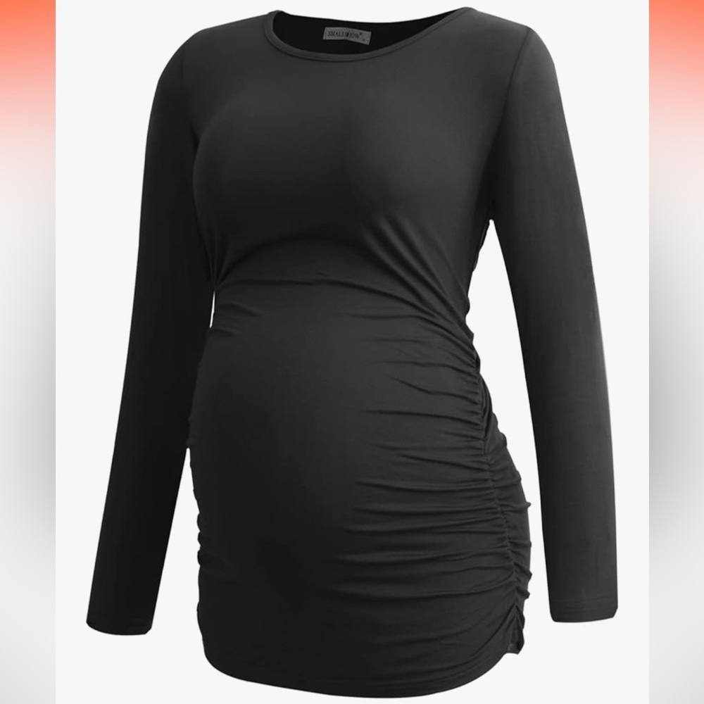 Smallshow Long Sleeve Maternity Top Dark Gray Large